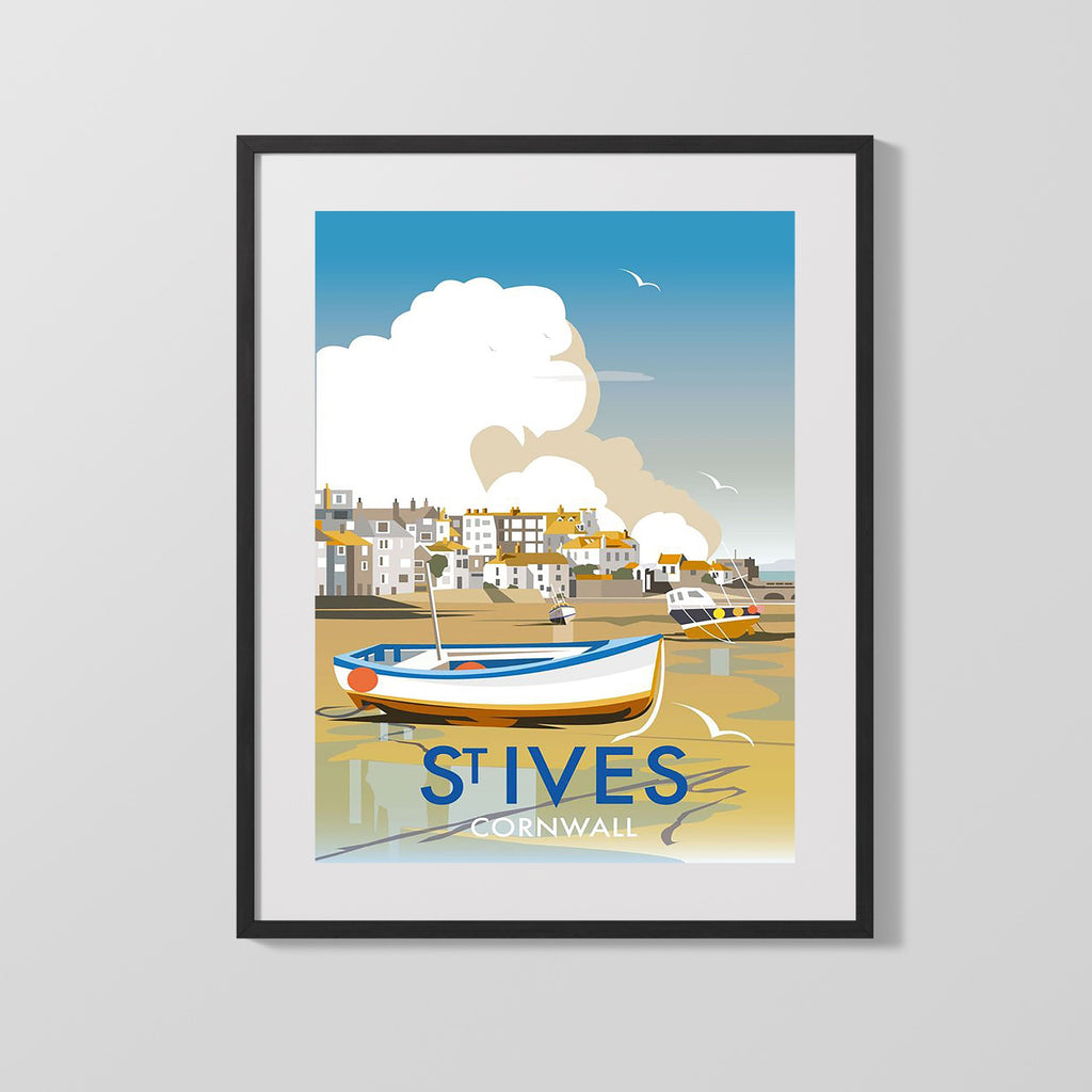 Classic Travel Poster - St Ives - Cornwall Coast Travel Vintage Framed Prints Gallery Frame 16x20