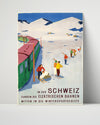 Classic Travel Poster - Switzerland - Electric Winter Railway Travel Vintage Framed Prints Poster 16x20