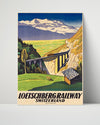 Classic Travel Poster - Switzerland - Loetschberg Railway Travel Vintage Framed Prints Poster 16x20