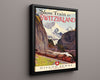 Classic Travel Poster - Switzerland - Slow Train Travel Vintage Framed Prints Floating Canvas 16x20