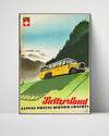 Classic Travel Poster - Switzerland - Yellow Alpine PostBus Travel Vintage Framed Prints Poster 16x20
