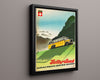 Classic Travel Poster - Switzerland - Yellow Alpine PostBus Travel Vintage Framed Prints Floating Canvas 16x20