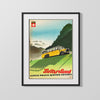 Classic Travel Poster - Switzerland - Yellow Alpine PostBus Travel Vintage Framed Prints Gallery Frame 16x20