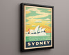 Classic Travel Poster - Sydney - Opera House Travel Vintage Framed Prints Floating Canvas 16x20