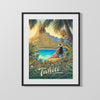 Classic Travel Poster - Tahiti - Bora Bora and Mount Otemanu Travel Vintage Framed Prints Gallery Frame 16x20
