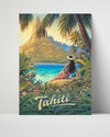 Classic Travel Poster - Tahiti - Bora Bora and Mount Otemanu Travel Vintage Framed Prints Poster 16x20