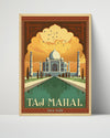 Classic Travel Poster - Taj Mahal - India Travel Vintage Framed Prints Poster 16x20