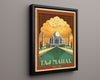 Classic Travel Poster - Taj Mahal - India Travel Vintage Framed Prints Floating Canvas 16x20