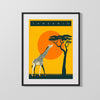Classic Travel Poster - Tanzania - Safari Giraffe Travel Vintage Framed Prints Gallery Frame 16x20