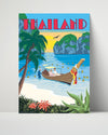 Classic Travel Poster - Thailand - Beach Sunset Travel Vintage Framed Prints Poster 16x20