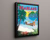 Classic Travel Poster - Thailand - Beach Sunset Travel Vintage Framed Prints Floating Canvas 16x20