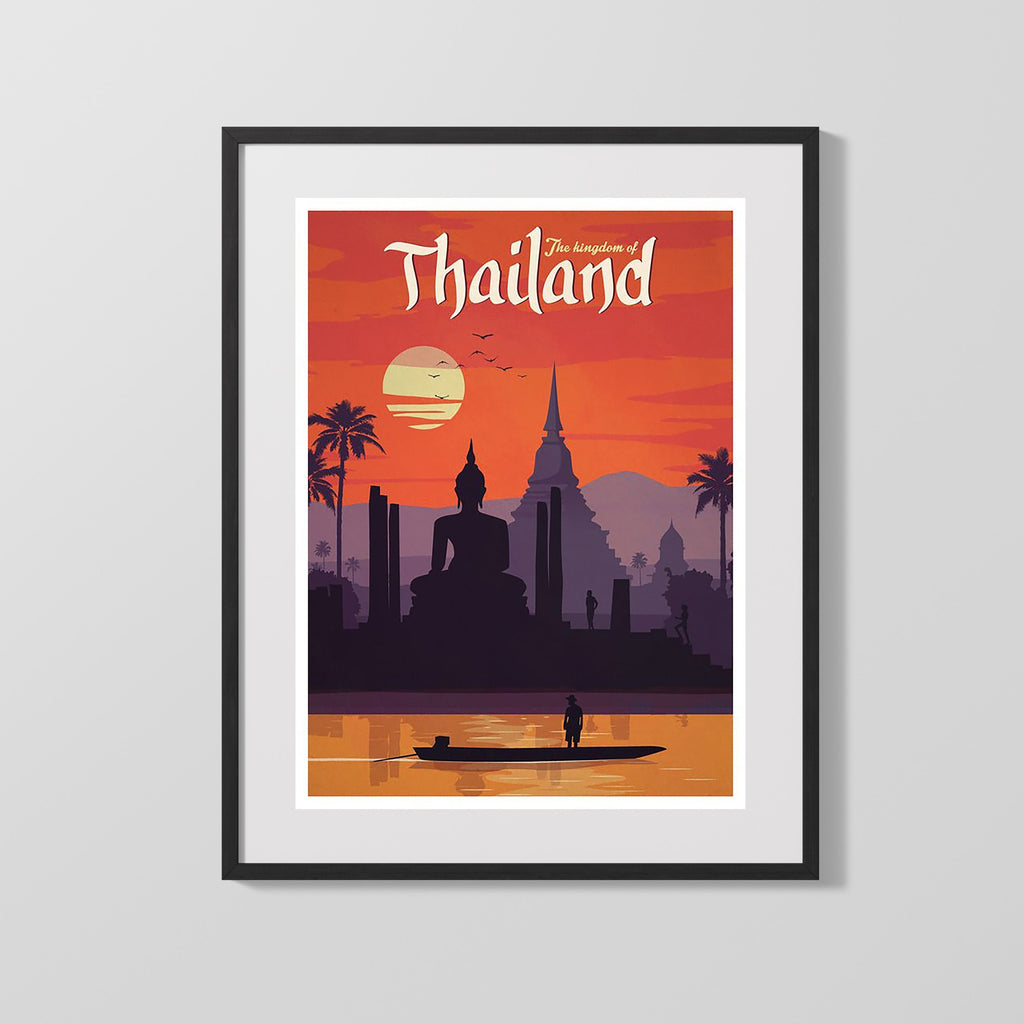Classic Travel Poster - Thailand - The Kingdom Travel Vintage Framed Prints Gallery Frame 16x20
