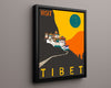 Classic Travel Poster - Tibet - Monastery and Mountains Travel Vintage Framed Prints Floating Canvas 16x20