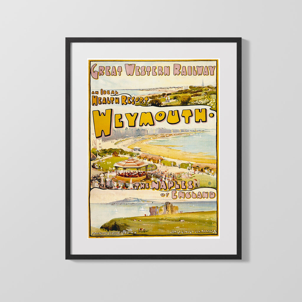 Classic Travel Poster - Weymouth - Health Resort Travel Vintage Framed Prints Gallery Frame 16x20