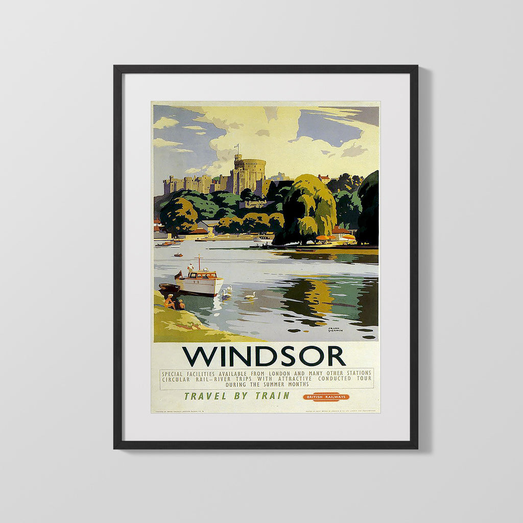 Classic Travel Poster - Windsor - Travel By Train Travel Vintage Framed Prints Gallery Frame 16x20