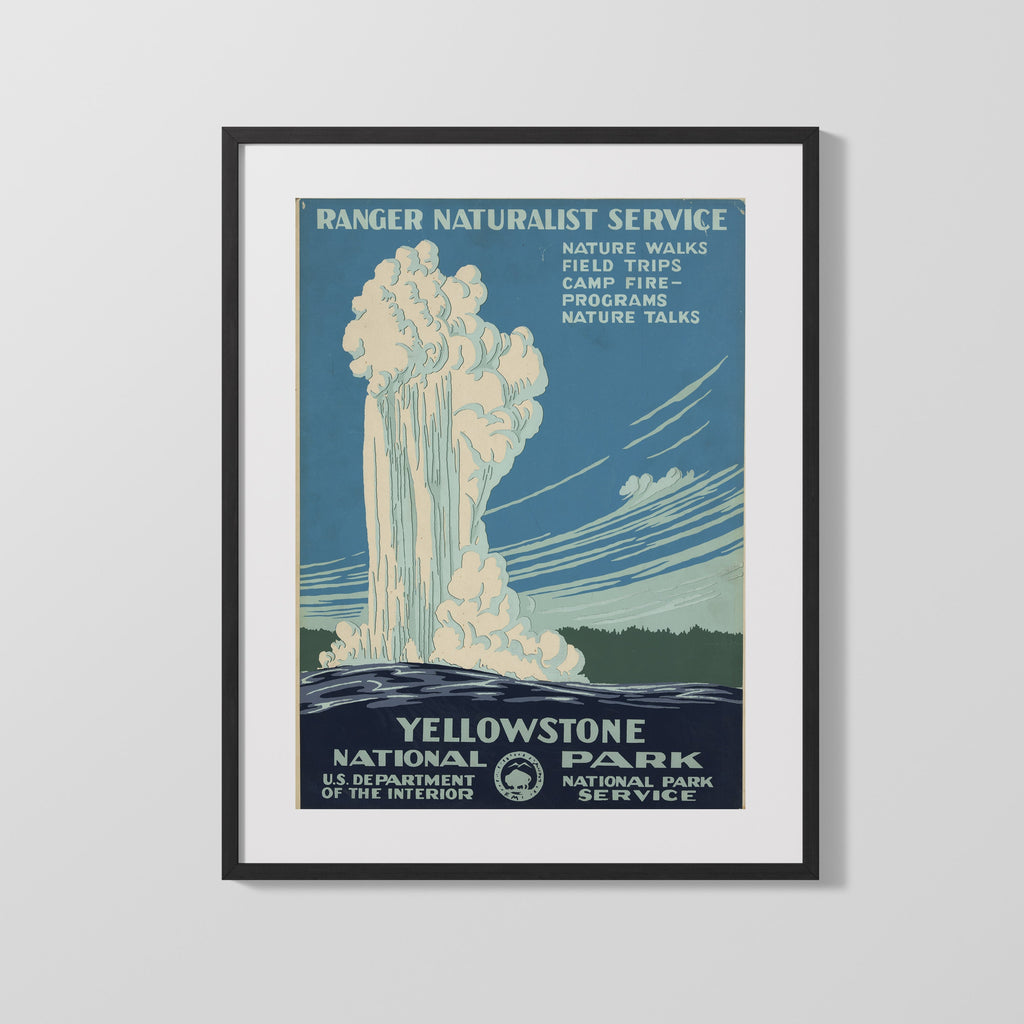 Classic Travel Poster - Yellowstone National Park - Ranger Naturalist Service 1938 Travel Vintage Framed Prints Gallery Frame 16x20