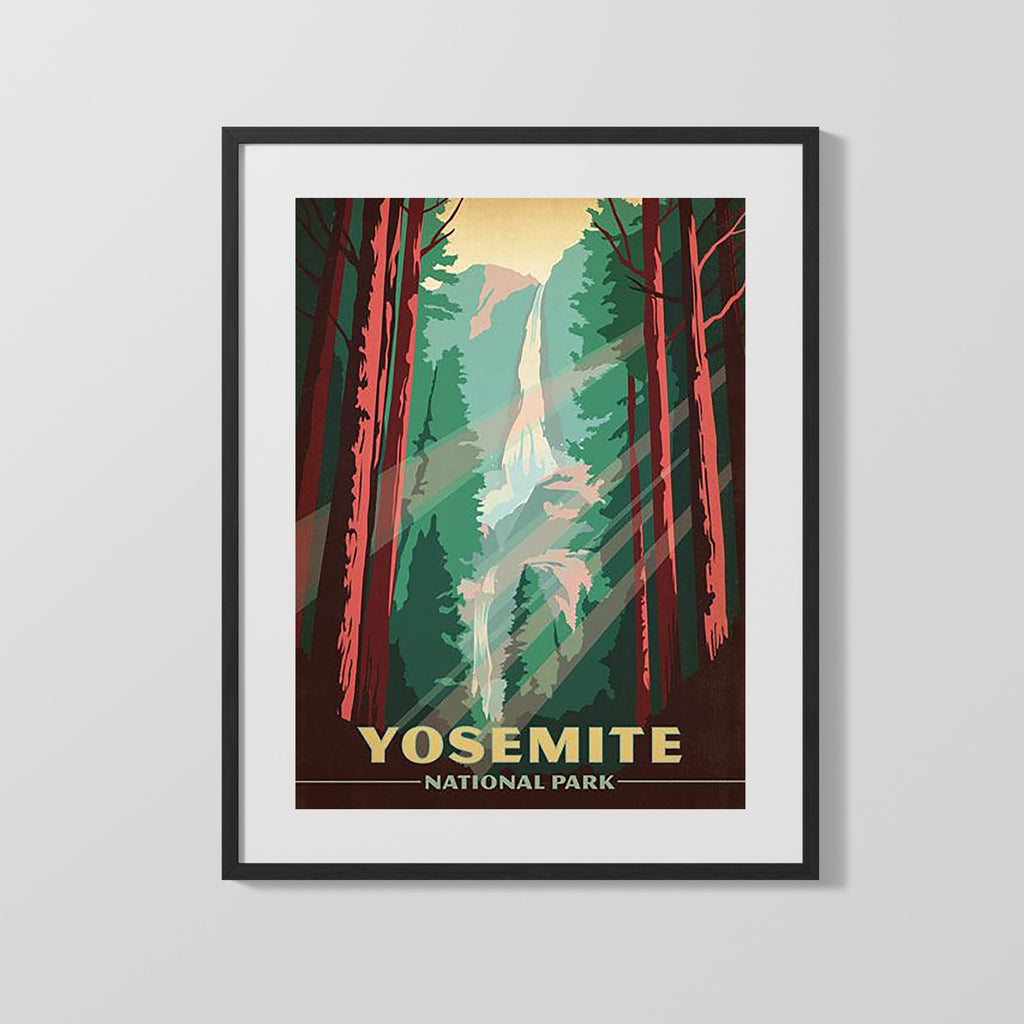 Classic Travel Poster - Yosemite - National Park Travel Vintage Framed Prints Gallery Frame 16x20