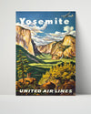 Classic Travel Poster - Yosemite - United Air Lines Travel Vintage Framed Prints Poster 16x20