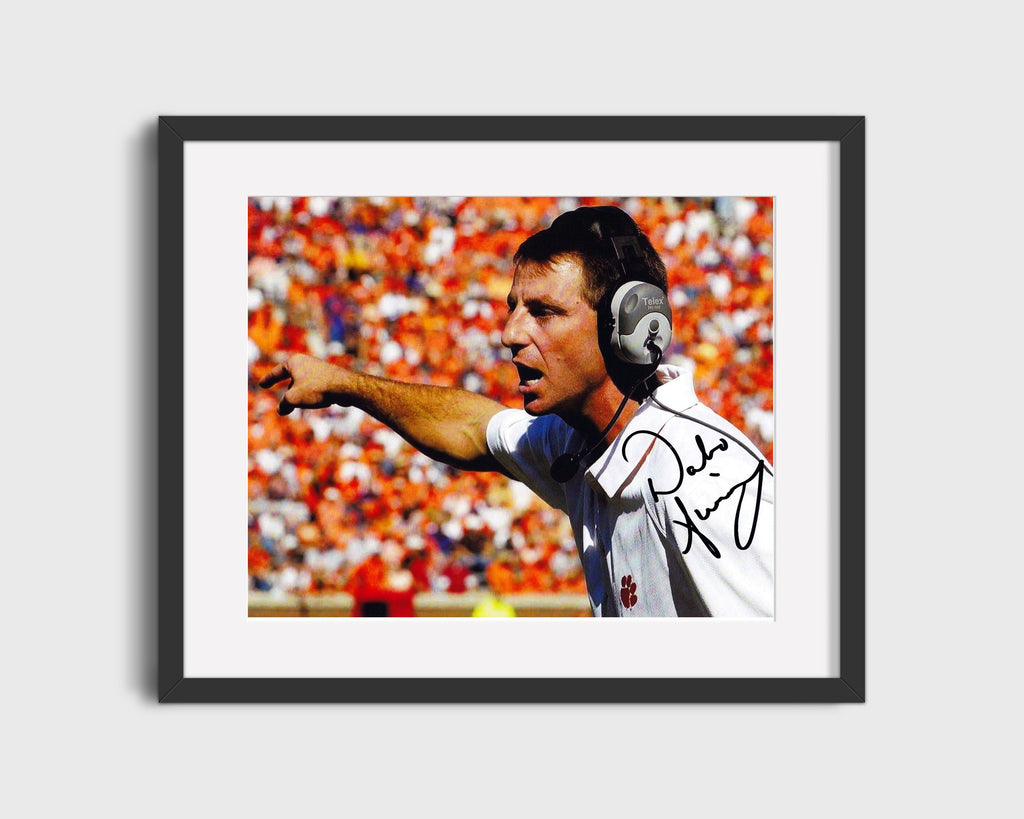 Clemson Autograph Print - Dabo Swinney - Commanding the Sideline College FSPrints Gallery Frame 16x20
