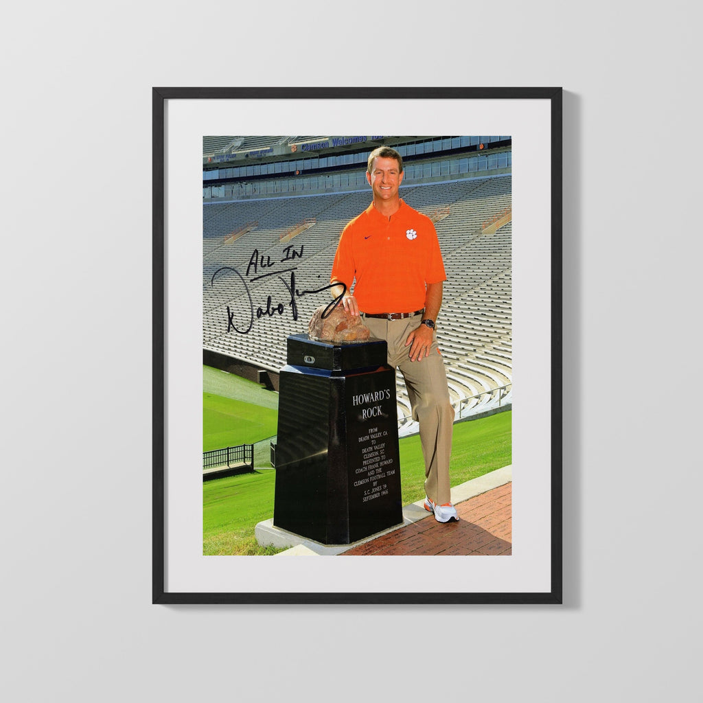 Clemson Autograph Print - Dabo Swinney Howards Rock - All In at The Rock College FSPrints Gallery Frame 16x20