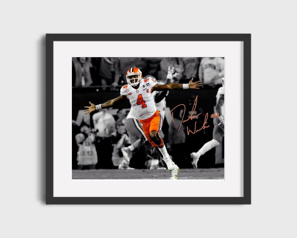 Clemson Autograph Print - Deshaun Watson Celebration - Title Clincher College FSPrints Gallery Frame 16x20