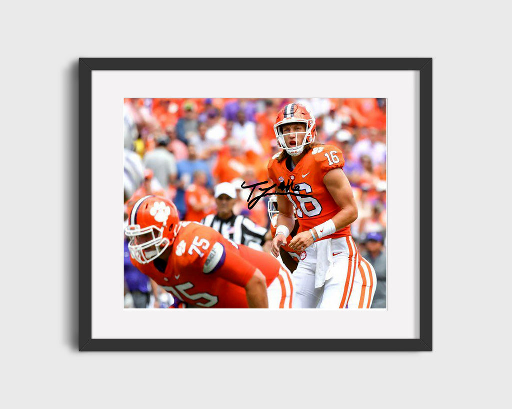 Clemson Autograph Print - Trevor Lawrence - At the Line College FSPrints Gallery Frame 16x20