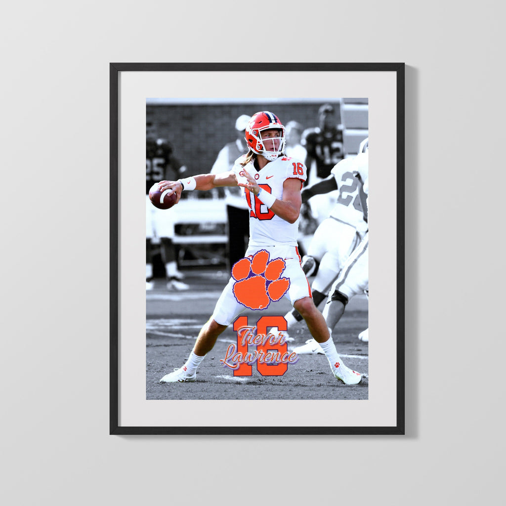 Clemson Autograph Print - Trevor Lawrence - Championship Arm College FSPrints Gallery Frame 16x20
