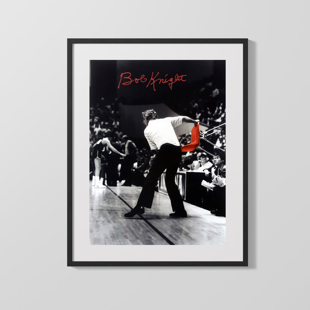 College Autograph Print - Bob Knight Chair Toss - Temper Flare College FSPrints Gallery Frame 16x20