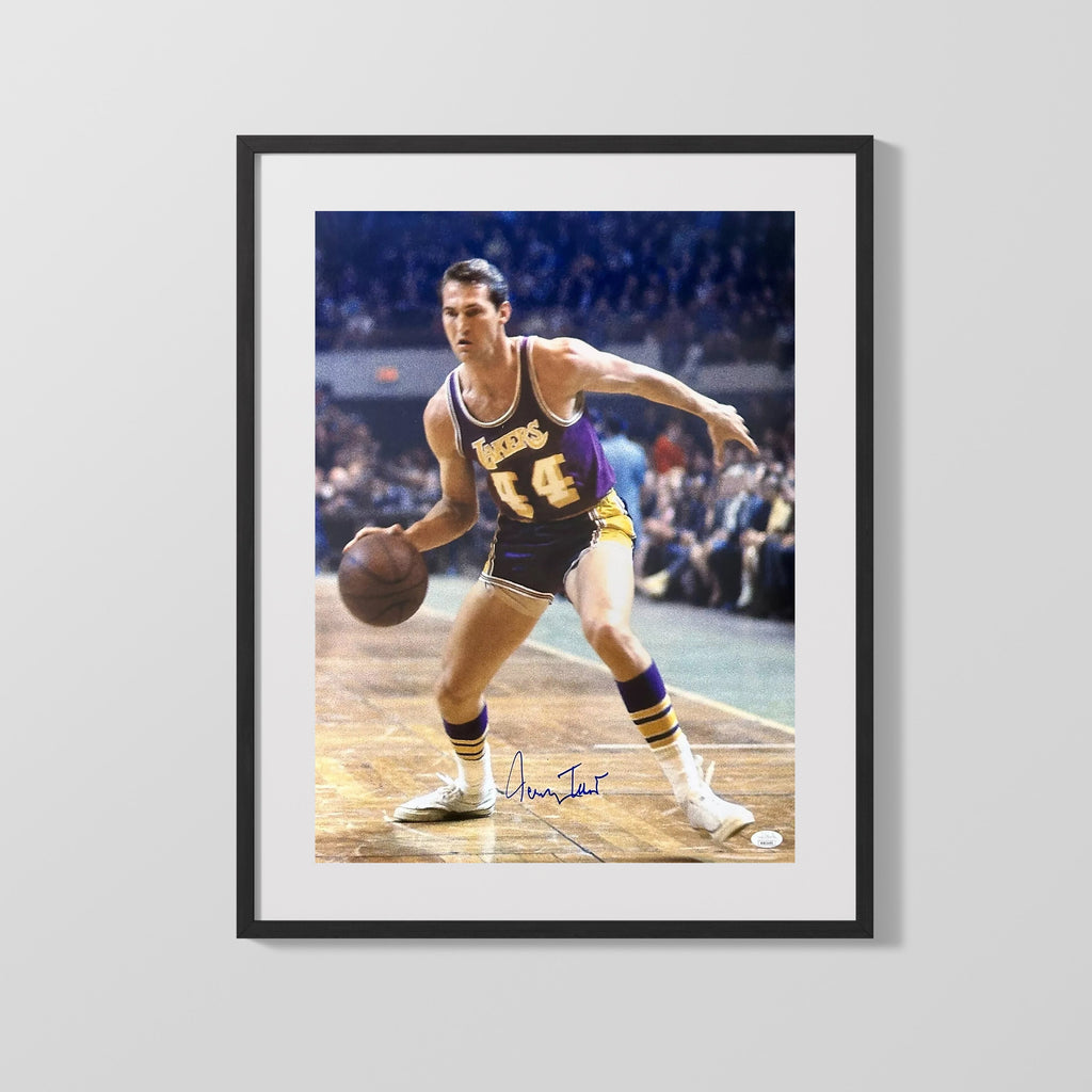 College Autograph Print - Jerry West - Logo Legend College FSPrints Gallery Frame 16x20