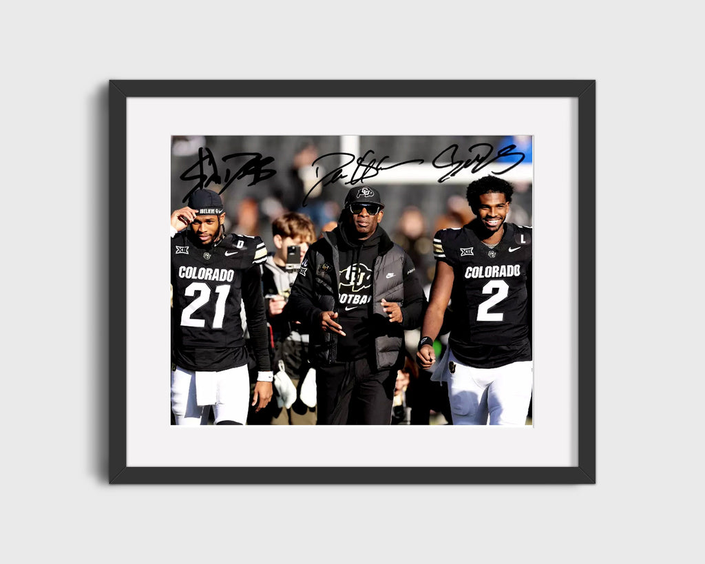 Colorado Autograph Print - Deion S&ers with Sons - Prime Time Family College FSPrints Gallery Frame 16x20