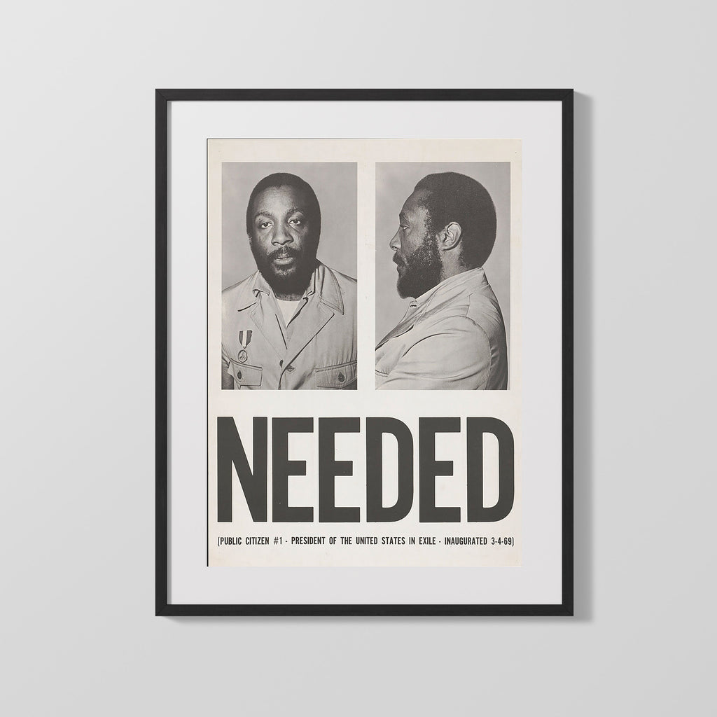 Counter Culture Poster - Dick Gregory Needed - President in Exile 1969 Counter Culture Vintage Framed Prints Gallery Frame 16x20