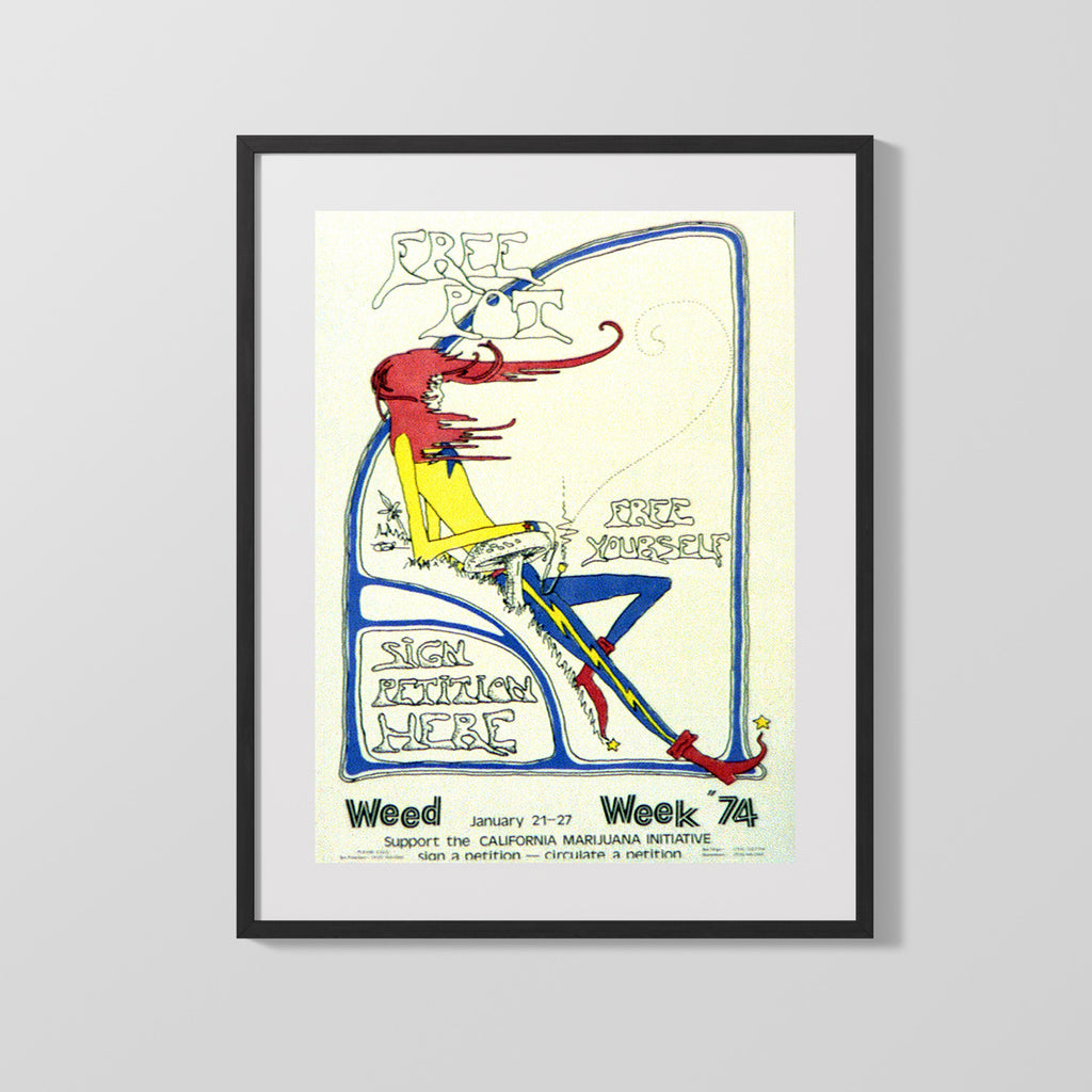 Counter Culture Poster - Free Pot Free Yourself Counter Culture Vintage Framed Prints Gallery Frame 16x20