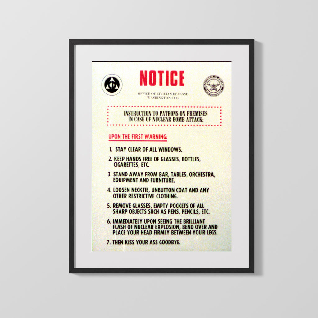Counter Culture Poster - Nuclear Bomb Attack Notice Counter Culture Vintage Framed Prints Gallery Frame 16x20