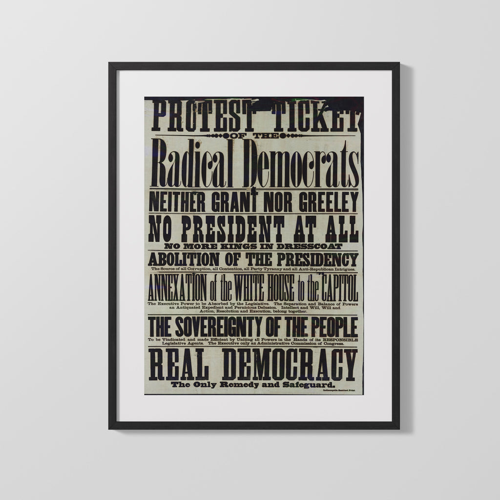Counter Culture Poster - Protest Ticket - Radical Democrats Counter Culture Vintage Framed Prints Gallery Frame 16x20