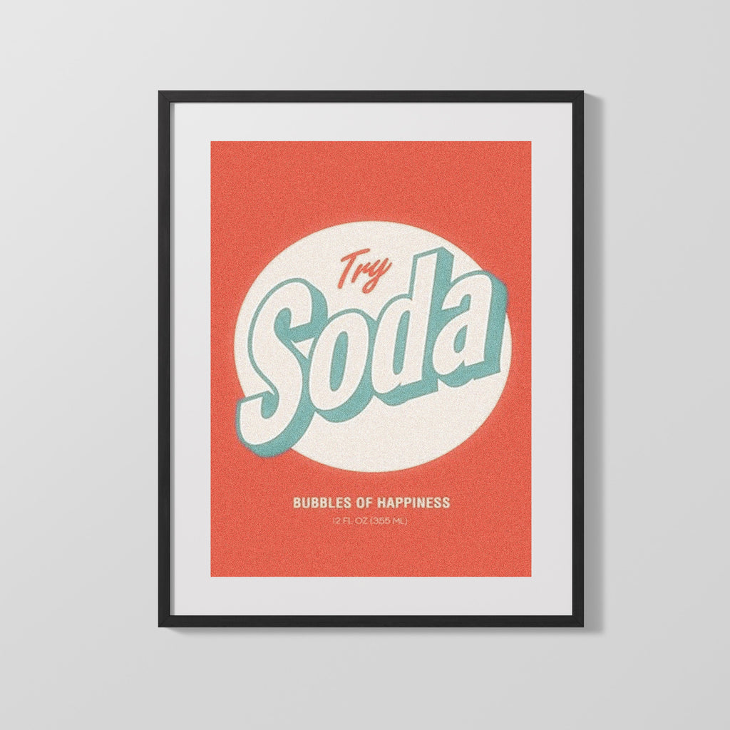 Counter Culture Poster - Try Soda Bubbles of Happiness Counter Culture Vintage Framed Prints Gallery Frame 16x20