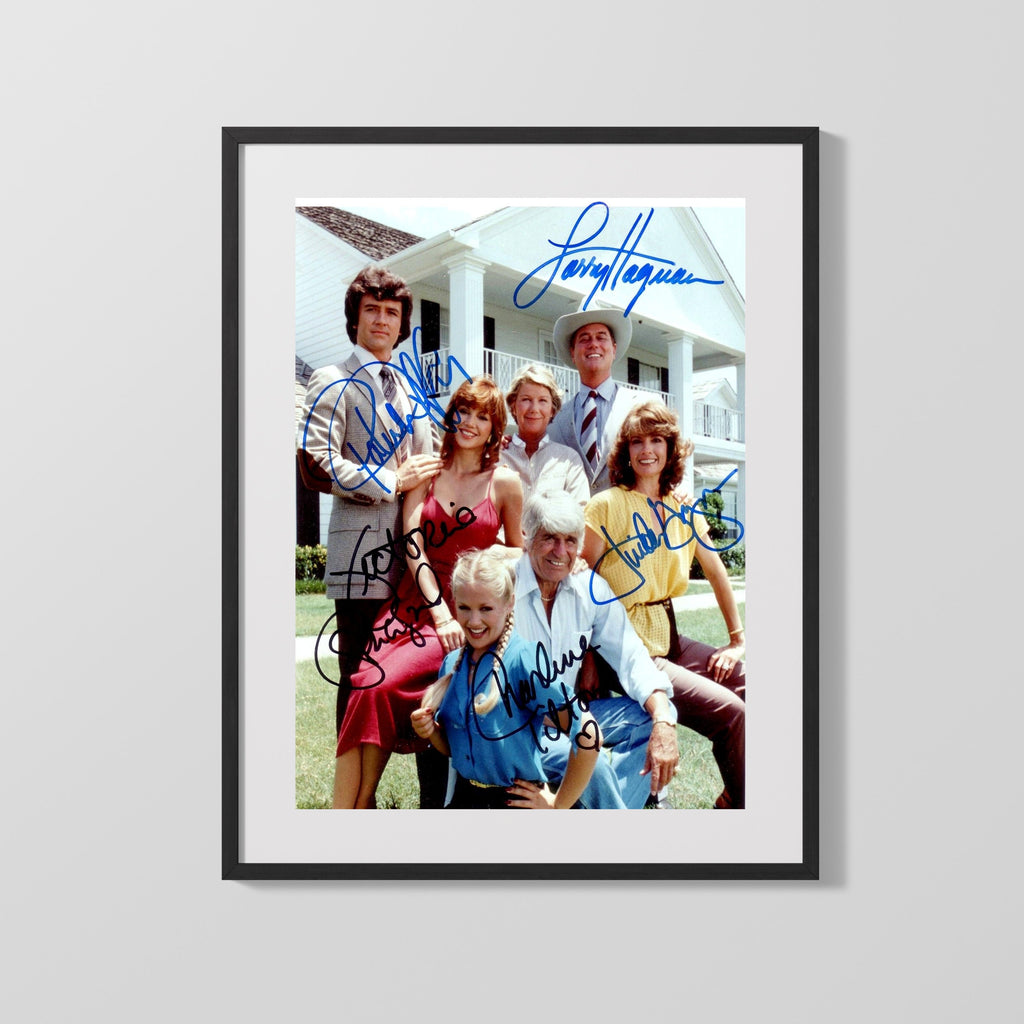 Dallas - Cast Portrait - Iconic Soap Opera Autograph Print Television Vintage Framed Prints Gallery Frame 16x20