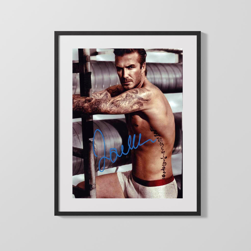 David Beckham Autograph Print - Team England - Athletic Portrait Soccer FramedSportPrints Gallery Frame 16x20