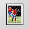 David Villa Autograph Print - Team Spain - Mid - Game Focus Soccer FramedSportPrints Gallery Frame 16x20