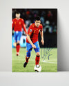 David Villa Autograph Print - Team Spain - Mid - Game Focus Soccer FramedSportPrints Poster 16x20