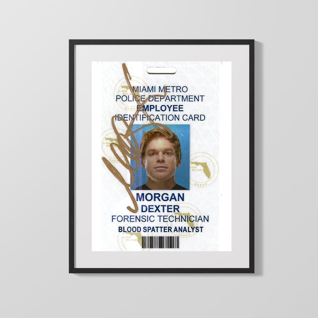 Dexter - Michael C Hall - Forensic ID Badge - Autograph Print Television Vintage Framed Prints Gallery Frame 16x20