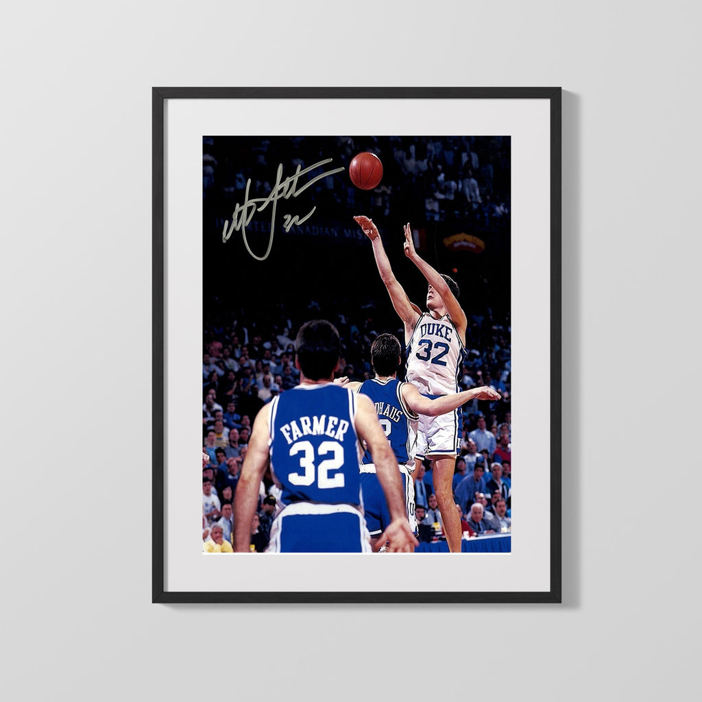 Duke Autograph Print - Christian Laettner The Shot - The Dagger College FSPrints Gallery Frame 16x20