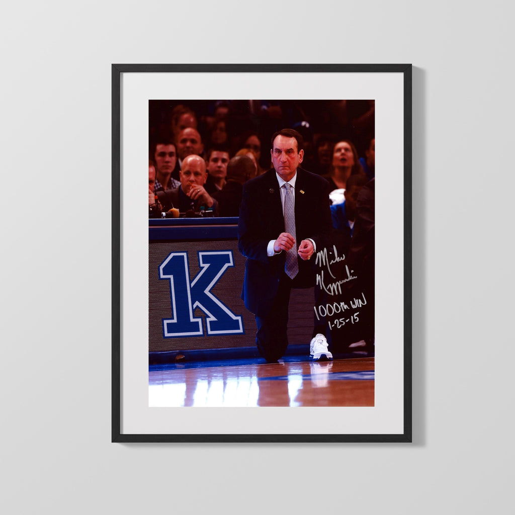 Duke Autograph Print - Coach K 1000th Win - A Thousand Reasons College FSPrints Gallery Frame 16x20