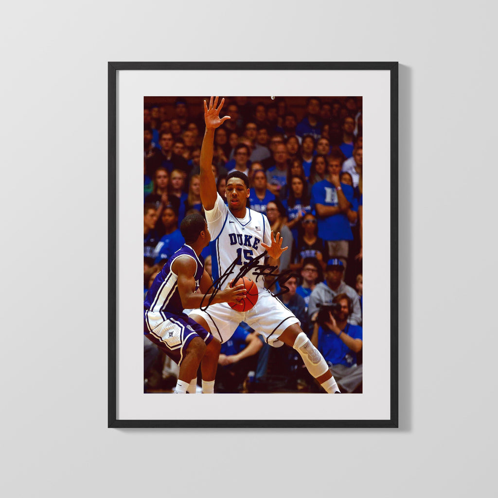 Duke Autograph Print - Jahlil Okafor Defense - H& High Game On College FSPrints Gallery Frame 16x20