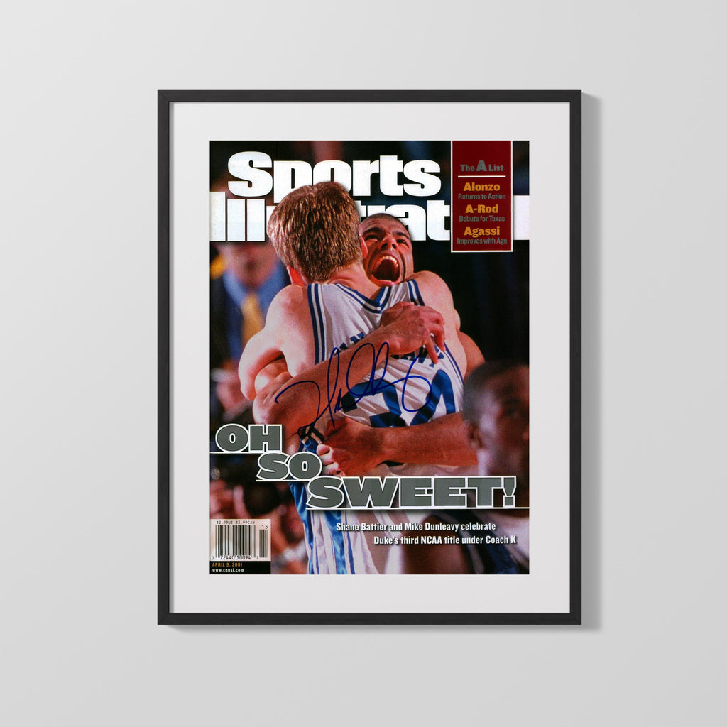 Duke Autograph SI Print - Dunleavy Oh So Sweet - Net Cutting Joy College FSPrints Gallery Frame 16x20