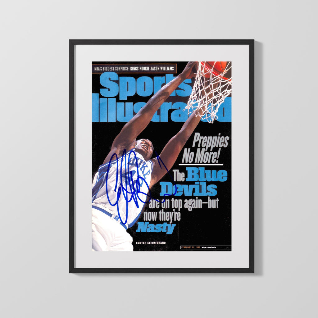 Duke Autograph SI Print - Elton Brand Slam - Devil Power Dunk College FSPrints Gallery Frame 16x20