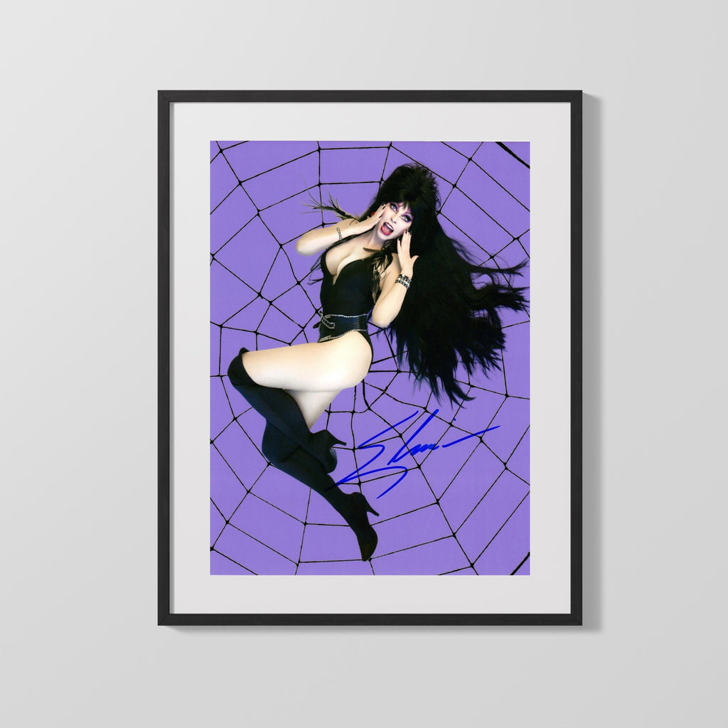 Elvira - Mistress of the Dark - Spiderweb Pinup Autograph Print Television Vintage Framed Prints Gallery Frame 16x20