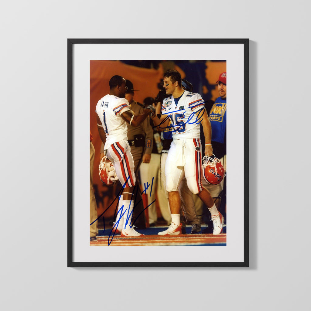 Florida Autograph Print - Tebow & Harvin - Dynamic Duo College FSPrints Gallery Frame 16x20
