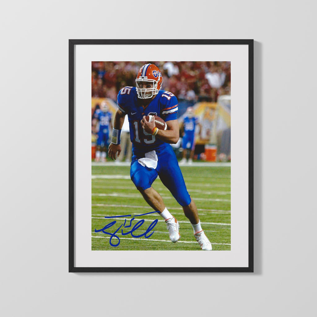 Florida Autograph Print - Tim Tebow Blue - Gator Glory College FSPrints Gallery Frame 16x20