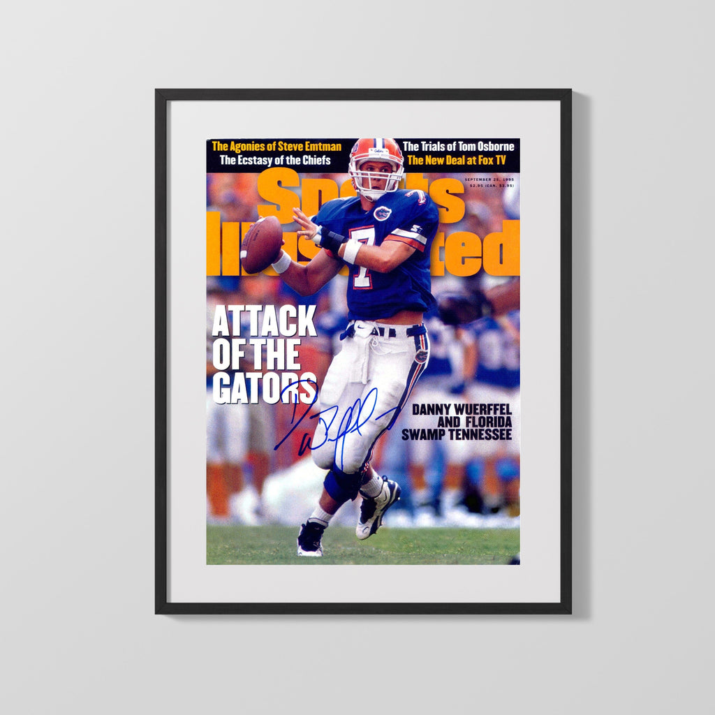 Florida Autograph SI Print - Danny Wuerffel Attack of the Gators - Swamp King College FSPrints Gallery Frame 16x20