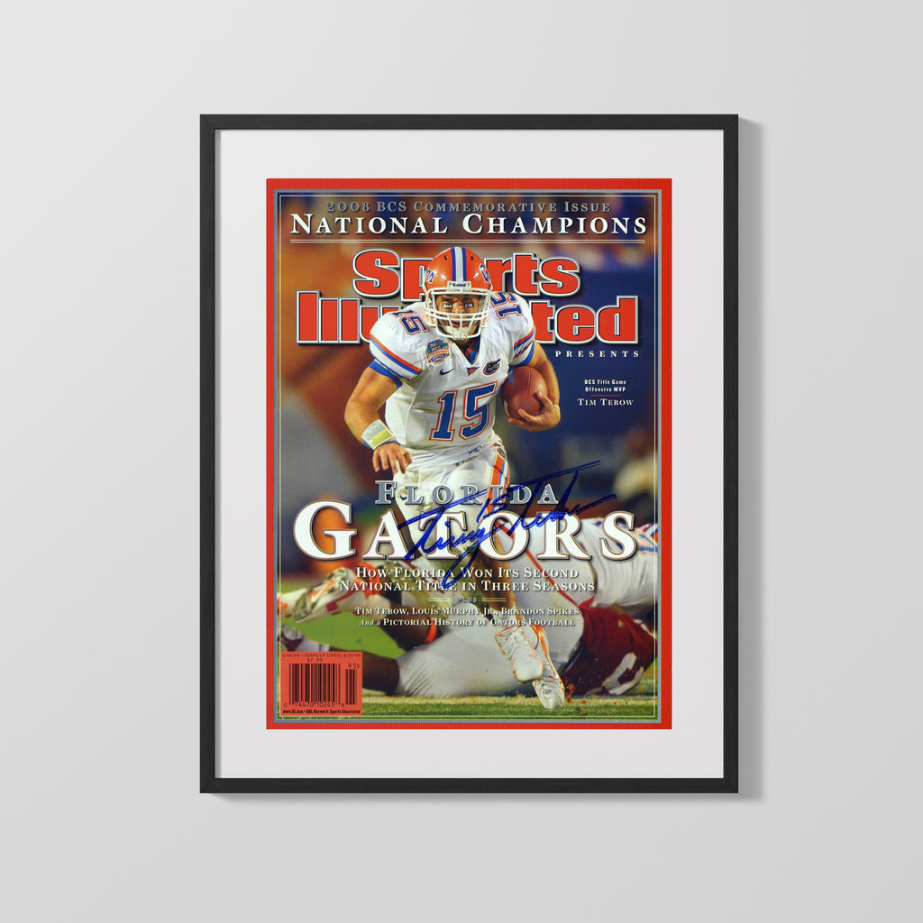 Florida Autograph SI Print - Tim Tebow - 2008 National Champs College FSPrints Gallery Frame 16x20